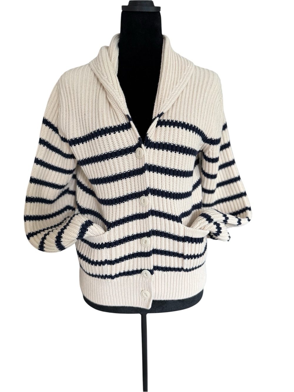 Gap Women’s Striped Rib Knit Cardigan Shawl Collar Button Front Size S